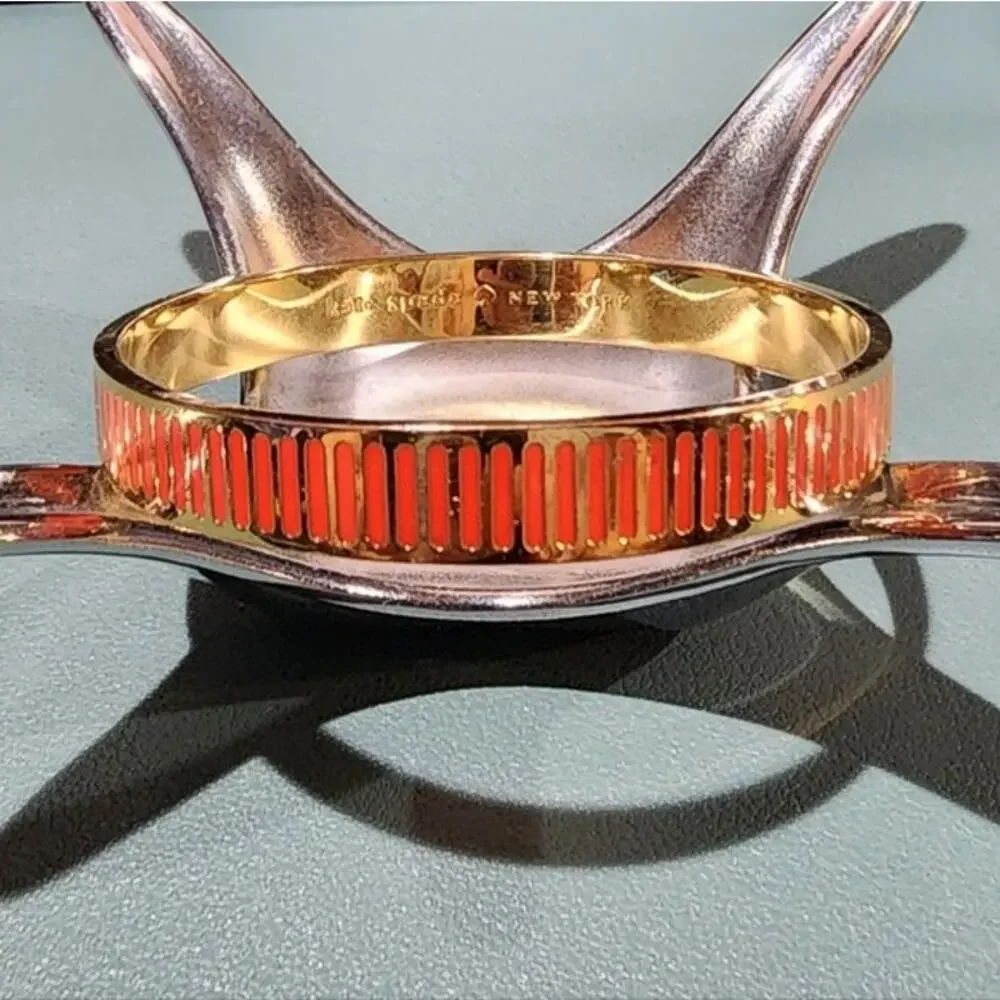 Kate Spade At Your Service Orange Enamel Bangle Bracelet - Picture 2 of 9
